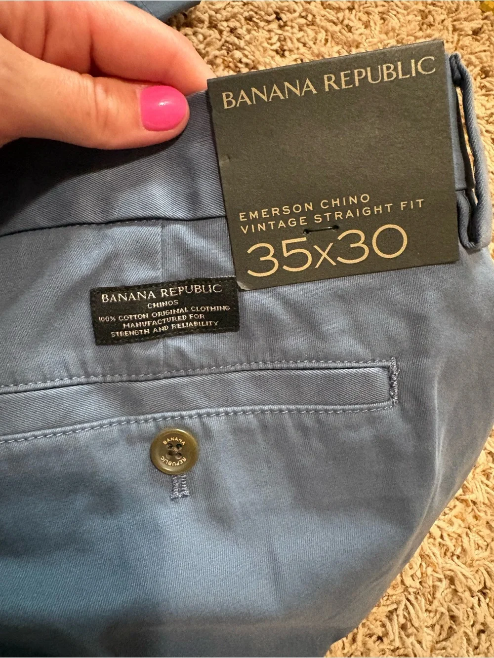 Banana Republic Emerson Chino Vintage Straight Fit men’s size 35x30 blue NWT!!